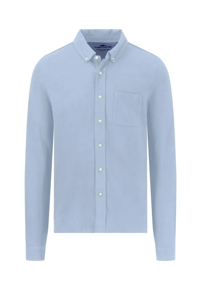 Shirts Men FYNCHHATTON Cotton Shirt With Buttondown Collar Summer Breezenavy