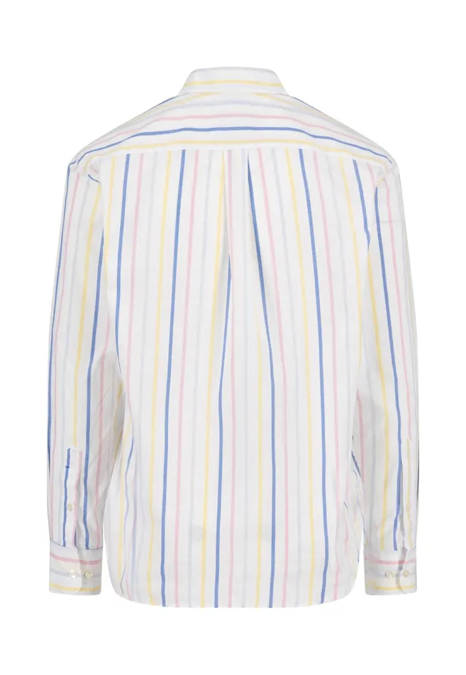 Shirts Men FYNCHHATTON Cotton Shirt With Colorful Stripes Vivid Yellowstrong Bluepee