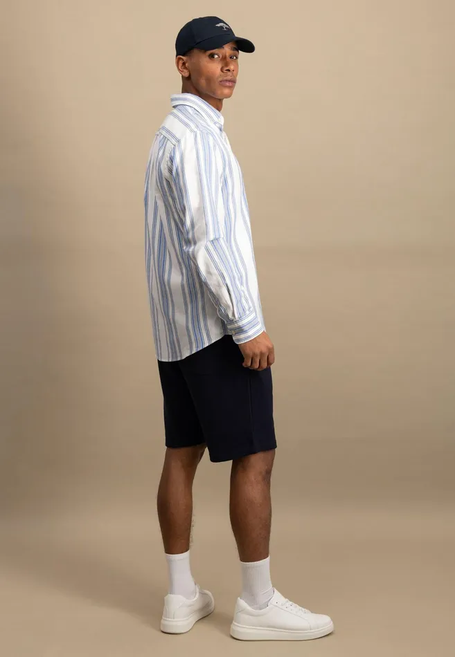 Shirts Men FYNCHHATTON Cotton Shirt With Colorful Stripes Vivid Yellowstrong Bluepee