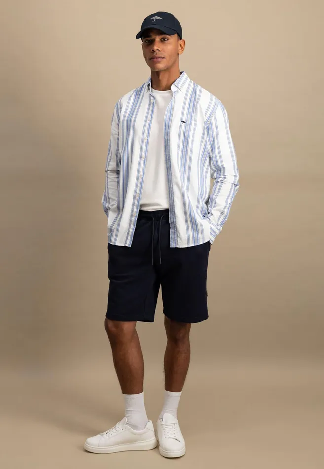 Shirts Men FYNCHHATTON Cotton Shirt With Colorful Stripes Vivid Yellowstrong Bluepee