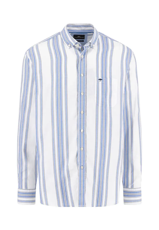 Shirts Men FYNCHHATTON Cotton Shirt With Colorful Stripes Vivid Yellowstrong Bluepee