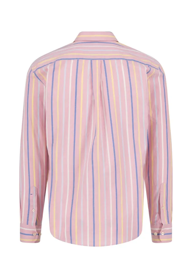 Shirts Men FYNCHHATTON Cotton Shirt With Colorful Stripes Vivid Yellowstrong Bluepee