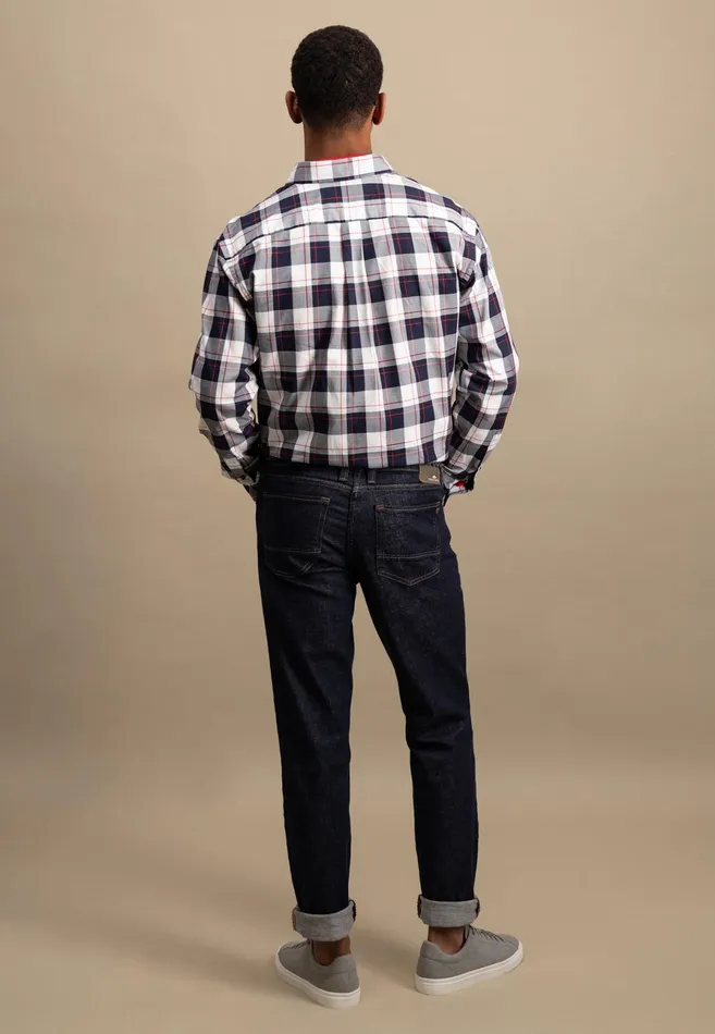 Shirts Men FYNCHHATTON Roughly Checked Shirt With Buttondown Collar New Offwhitenavy