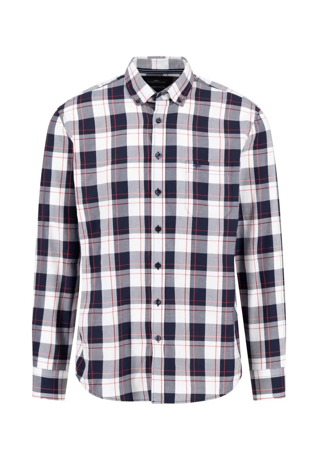 Shirts Men FYNCHHATTON Roughly Checked Shirt With Buttondown Collar New Offwhitenavy