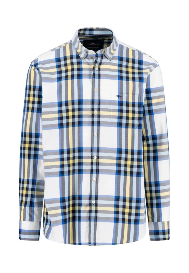 Shirts Men FYNCHHATTON Roughly Checked Shirt With Buttondown Collar New Offwhitenavy