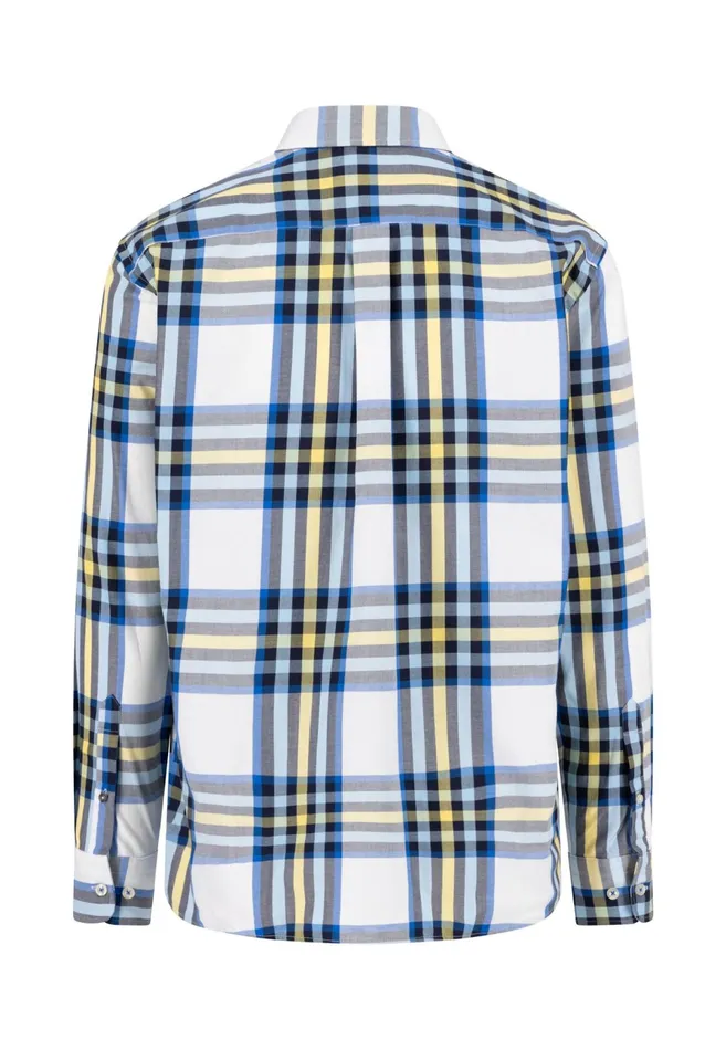 Shirts Men FYNCHHATTON Roughly Checked Shirt With Buttondown Collar New Offwhitenavy