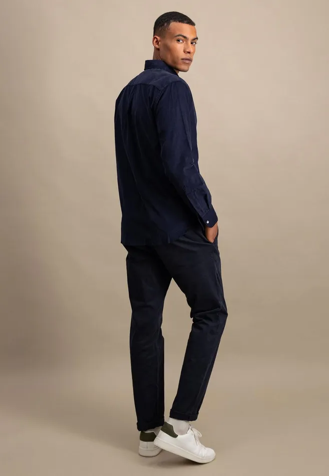 Shirts Men FYNCHHATTON Shirt Made Of Fine Cord With Push Buttons Navywinter Whitecloud Bluehazel