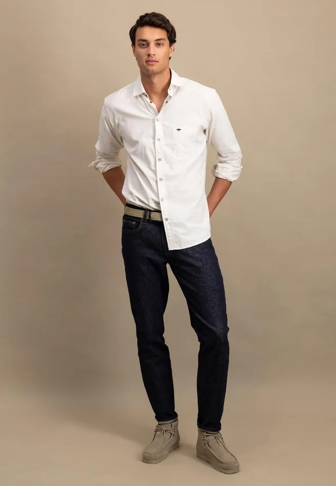 Shirts Men FYNCHHATTON Shirt Made Of Fine Cord With Push Buttons Navywinter Whitecloud Bluehazel
