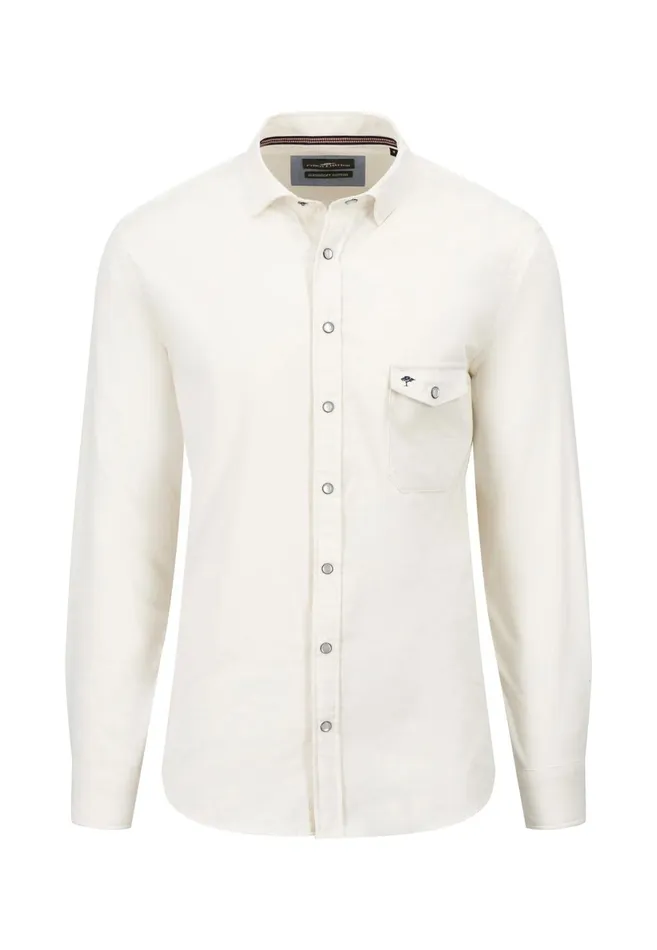 Shirts Men FYNCHHATTON Shirt Made Of Fine Cord With Push Buttons Navywinter Whitecloud Bluehazel
