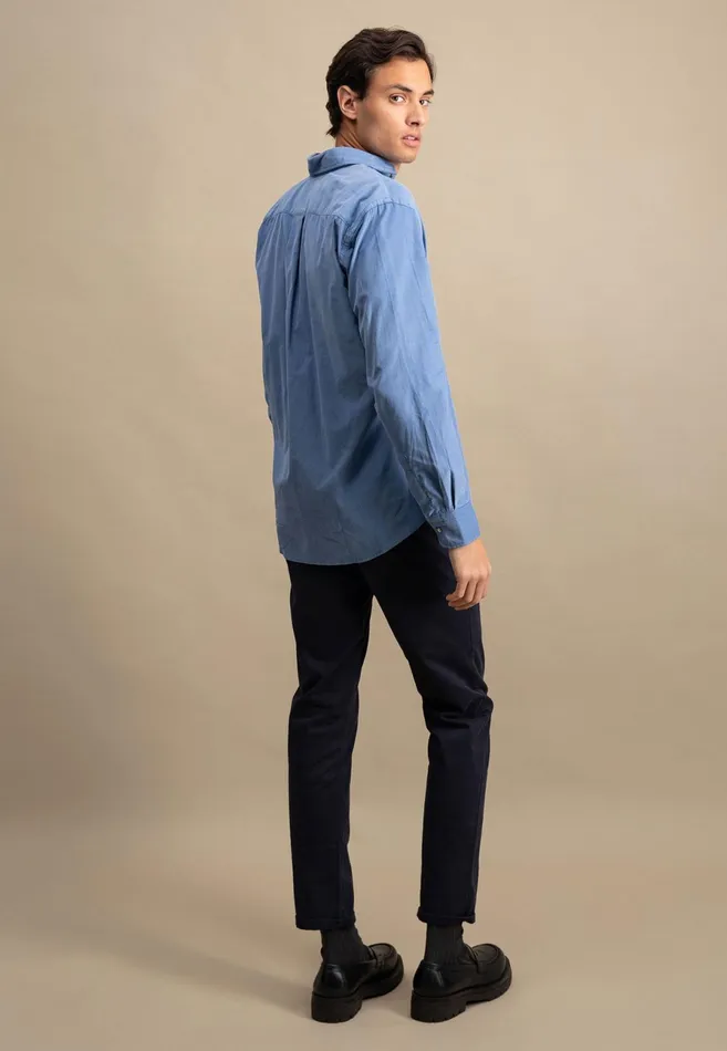 Shirts Men FYNCHHATTON Shirt Made Of Fine Cord With Push Buttons Navywinter Whitecloud Bluehazel