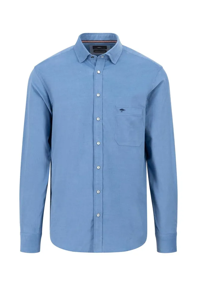 Shirts Men FYNCHHATTON Shirt Made Of Fine Cord With Push Buttons Navywinter Whitecloud Bluehazel
