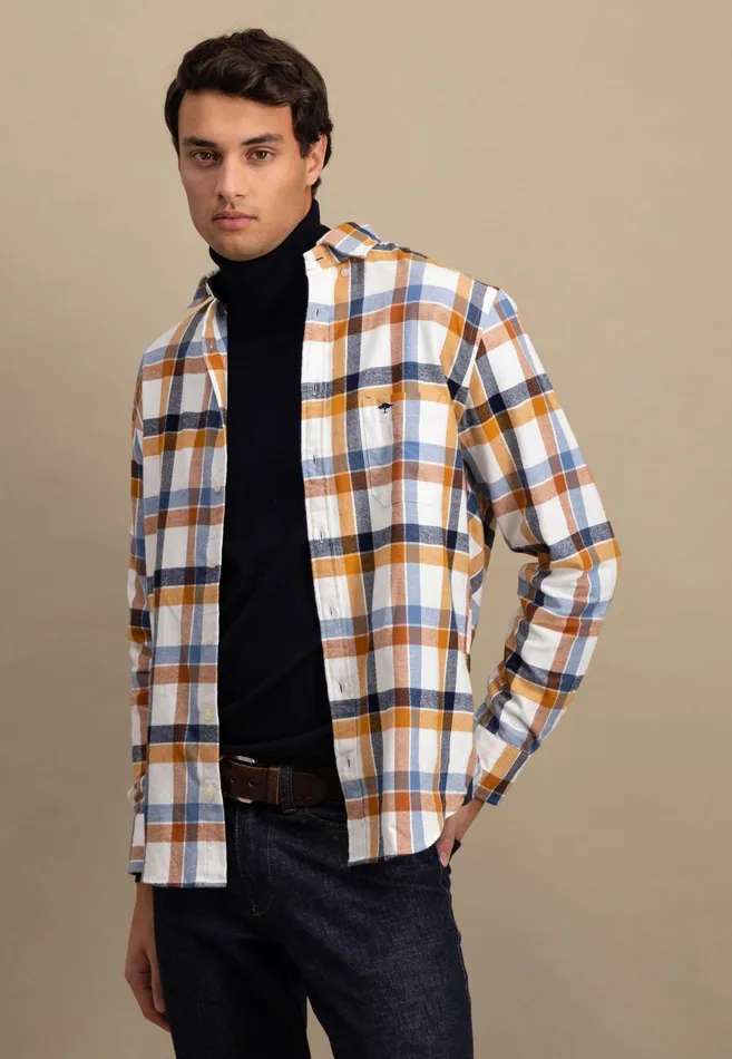 Shirts Men FYNCHHATTON Shirt Made Of Flannel With A Styles New Dijonnavycloud Blue Shirts Men FYNCHHATTON Shirt Made Of Flannel With A Styles New Dijonnavycloud Blue