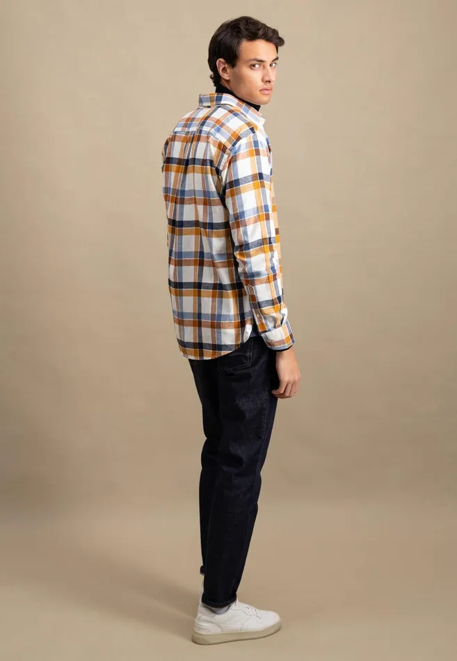 Shirts Men FYNCHHATTON Shirt Made Of Flannel With A Styles New Dijonnavycloud Blue
