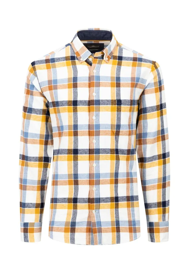 Shirts Men FYNCHHATTON Shirt Made Of Flannel With A Styles New Dijonnavycloud Blue