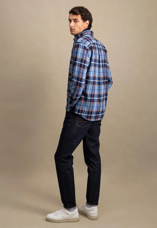 Shirts Men FYNCHHATTON Shirt Made Of Flannel With A Styles New Dijonnavycloud Blue