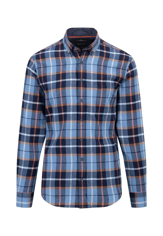 Shirts Men FYNCHHATTON Shirt Made Of Flannel With A Styles New Dijonnavycloud Blue