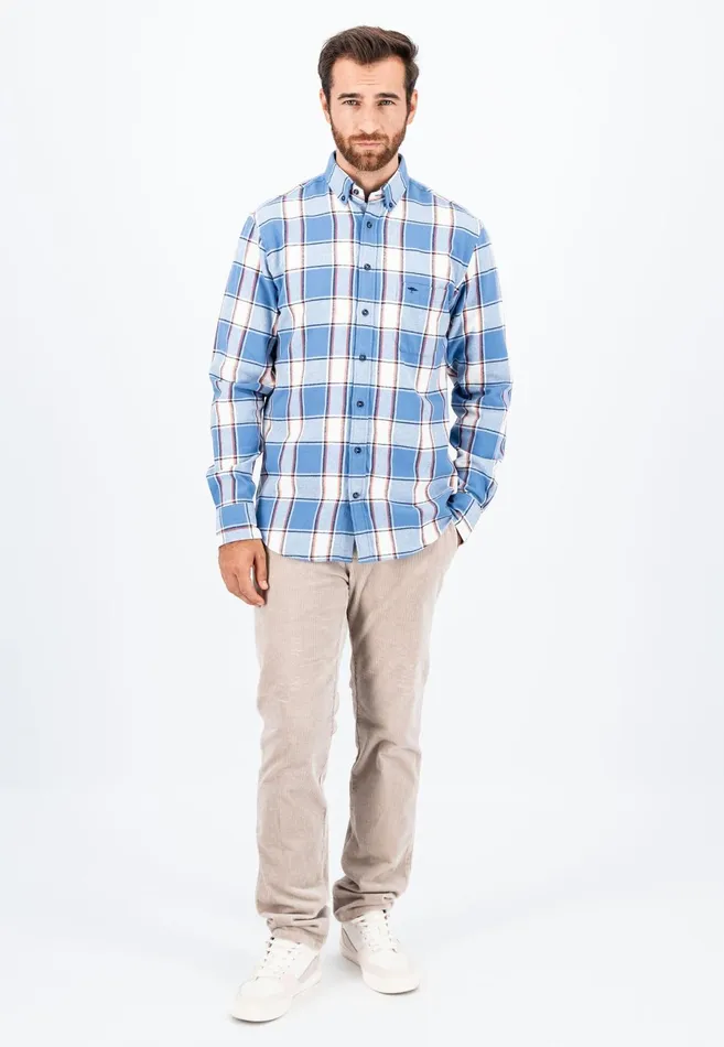 Shirts Men FYNCHHATTON Shirt Made Of Flannel With A Styles New Dijonnavycloud Blue