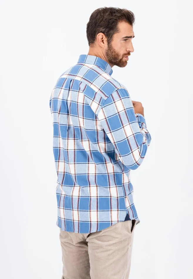 Shirts Men FYNCHHATTON Shirt Made Of Flannel With A Styles New Dijonnavycloud Blue