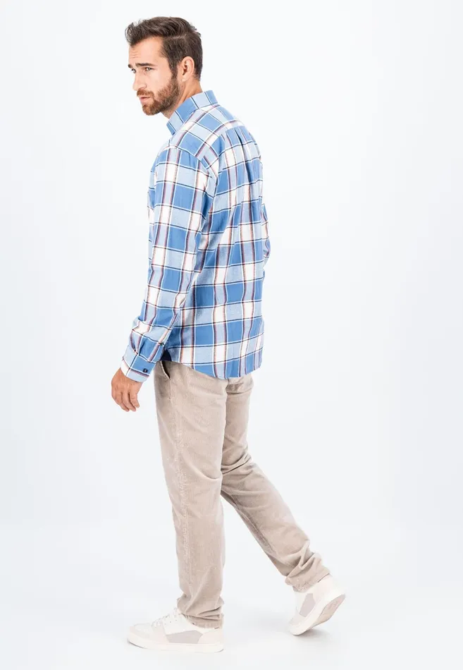 Shirts Men FYNCHHATTON Shirt Made Of Flannel With A Styles New Dijonnavycloud Blue