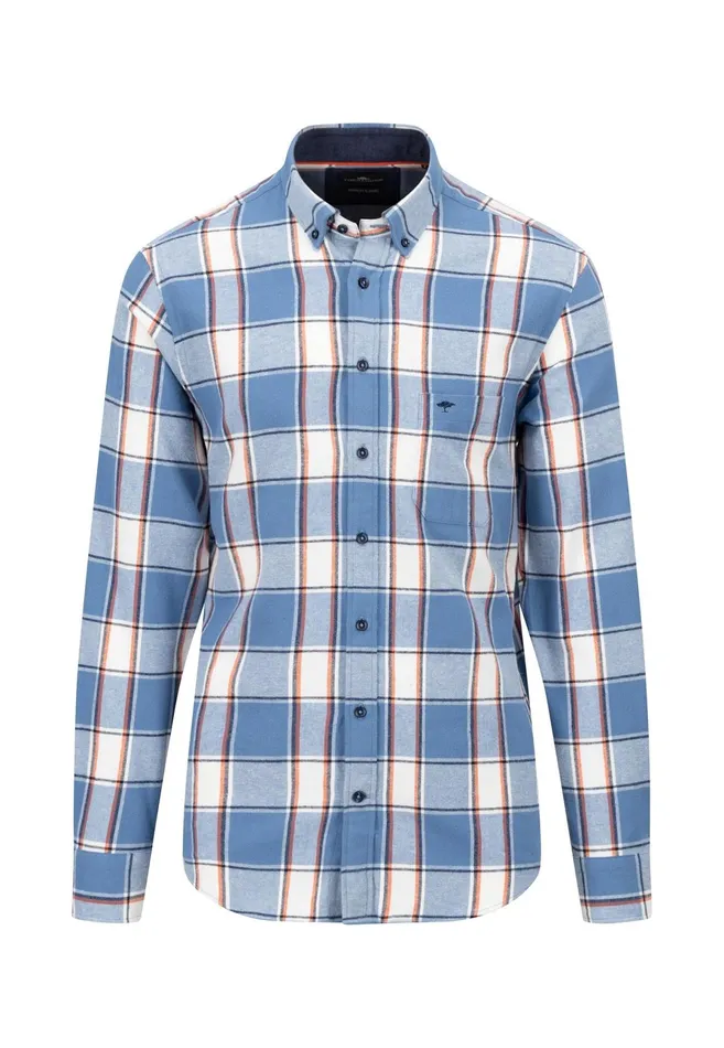 Shirts Men FYNCHHATTON Shirt Made Of Flannel With A Styles New Dijonnavycloud Blue