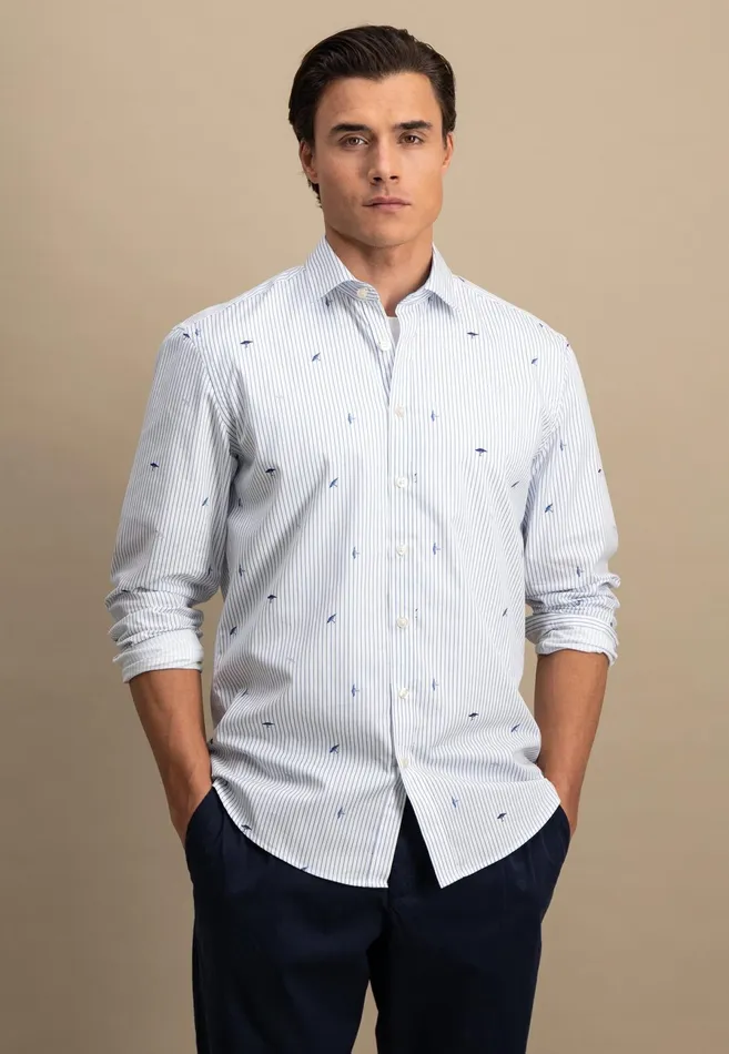 Shirts Men FYNCHHATTON Shirt With Buttondown Collar And Logodails Navy
