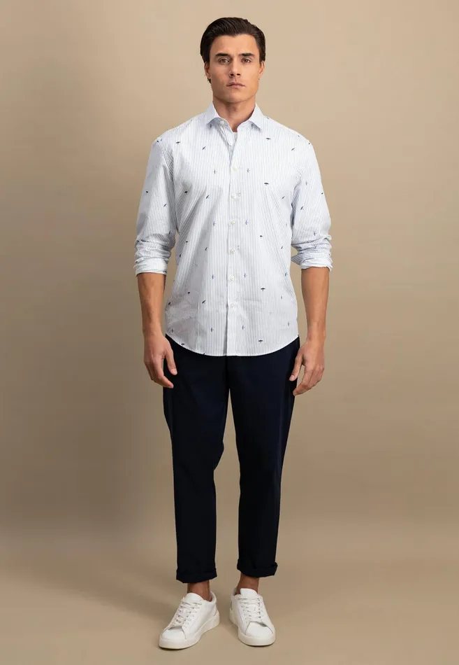 Shirts Men FYNCHHATTON Shirt With Buttondown Collar And Logodails Navy