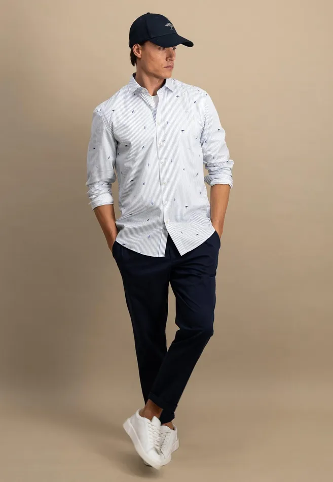 Shirts Men FYNCHHATTON Shirt With Buttondown Collar And Logodails Navy