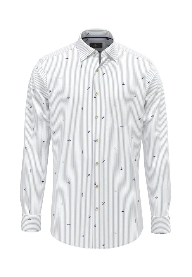 Shirts Men FYNCHHATTON Shirt With Buttondown Collar And Logodails Navy