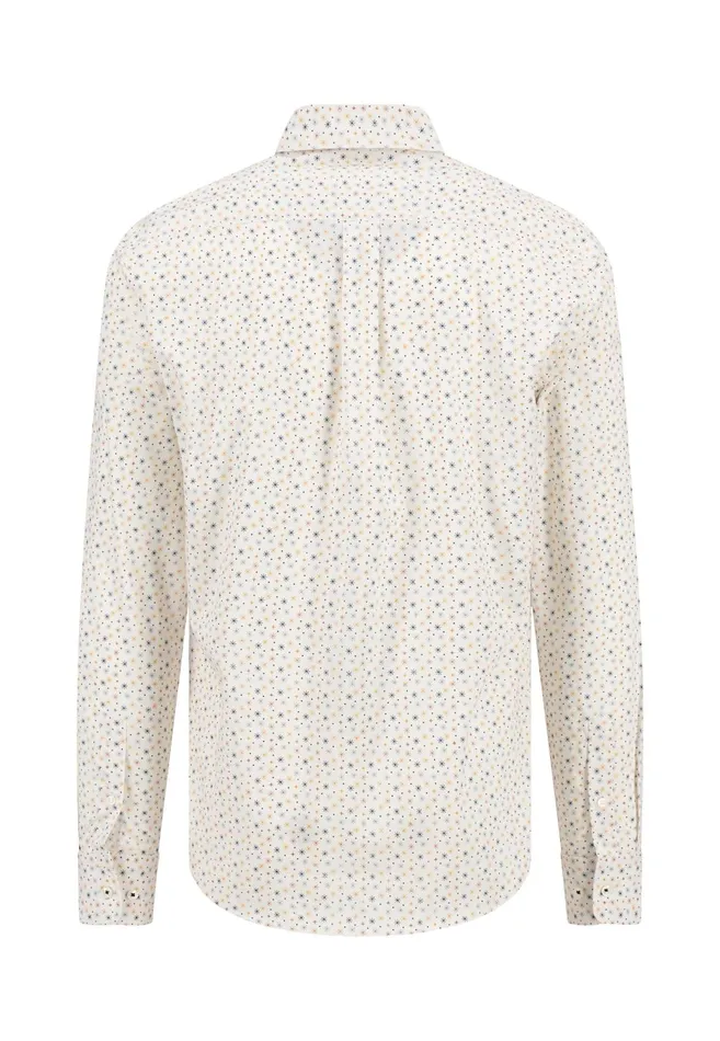 Shirts Men FYNCHHATTON Shirt With Minimal Print And Buttondown Collar Winter Whitehazeldark Navynavydark Blue