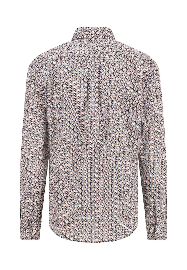 Shirts Men FYNCHHATTON Shirt With Minimal Print And Buttondown Collar Winter Whitehazeldark Navynavydark Blue