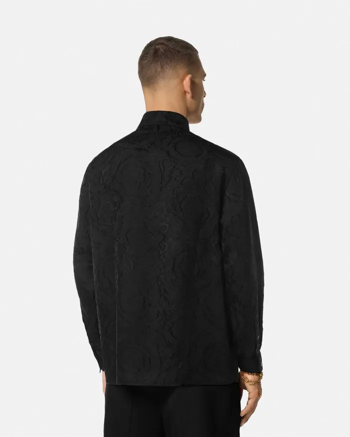 Shirts Men Versace Barocco Devor Shirt Black