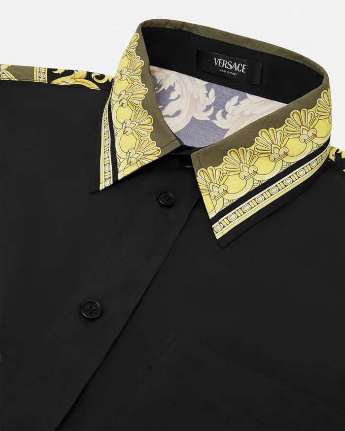 Shirts Men Versace La Coupe Des Dieux Paneled Shirt Black
