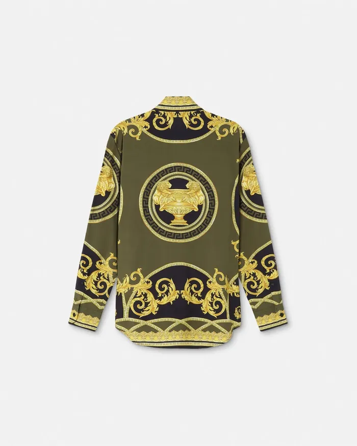 Shirts Men Versace La Coupe Des Dieux Paneled Shirt Black