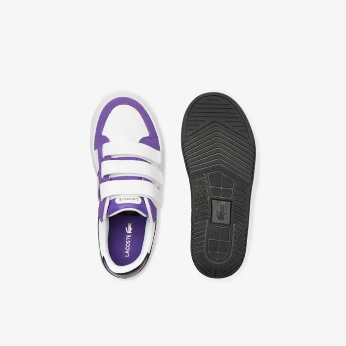 Shoes and Accessories Kids Lacoste Kids039 L001 Branded Sneakers Dk Purpwht 2b9