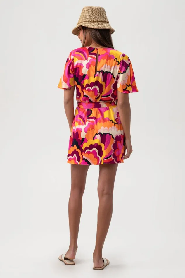 SHOP Trina Turk MATCHING SWIM SETS WOMEN039S FAN FAIRE SHORT SLEEVE VNECK SWIM COVERUP DRESS