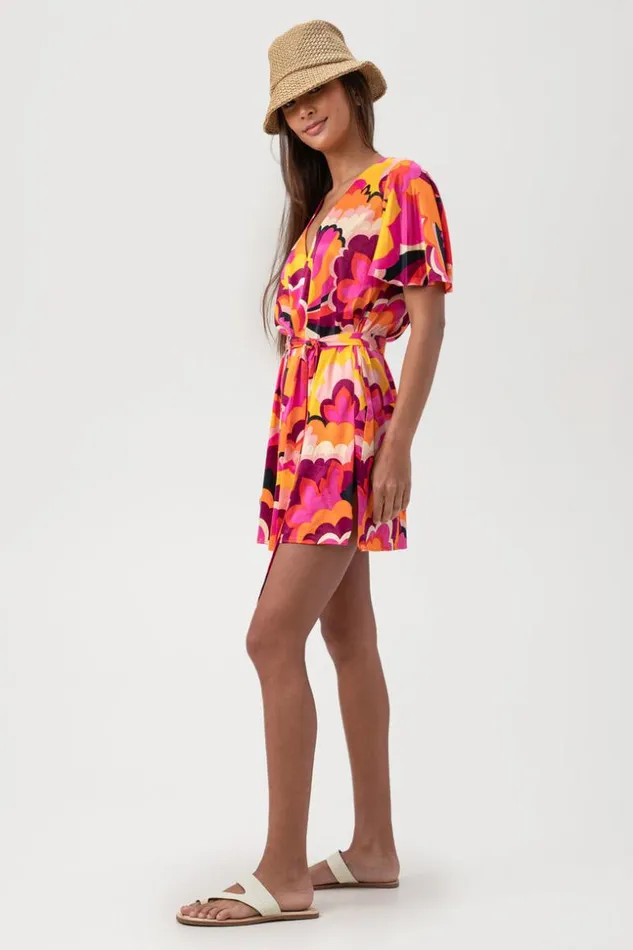 SHOP Trina Turk MATCHING SWIM SETS WOMEN039S FAN FAIRE SHORT SLEEVE VNECK SWIM COVERUP DRESS