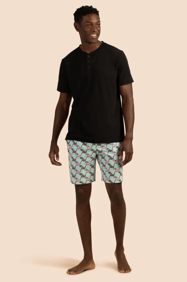 SHOP Trina Turk MEN039S SLEEPWEAR HOUNDS MEN039S SHORT SLEEVE HENLEY BOXER SHORT JERSEY PJ SET