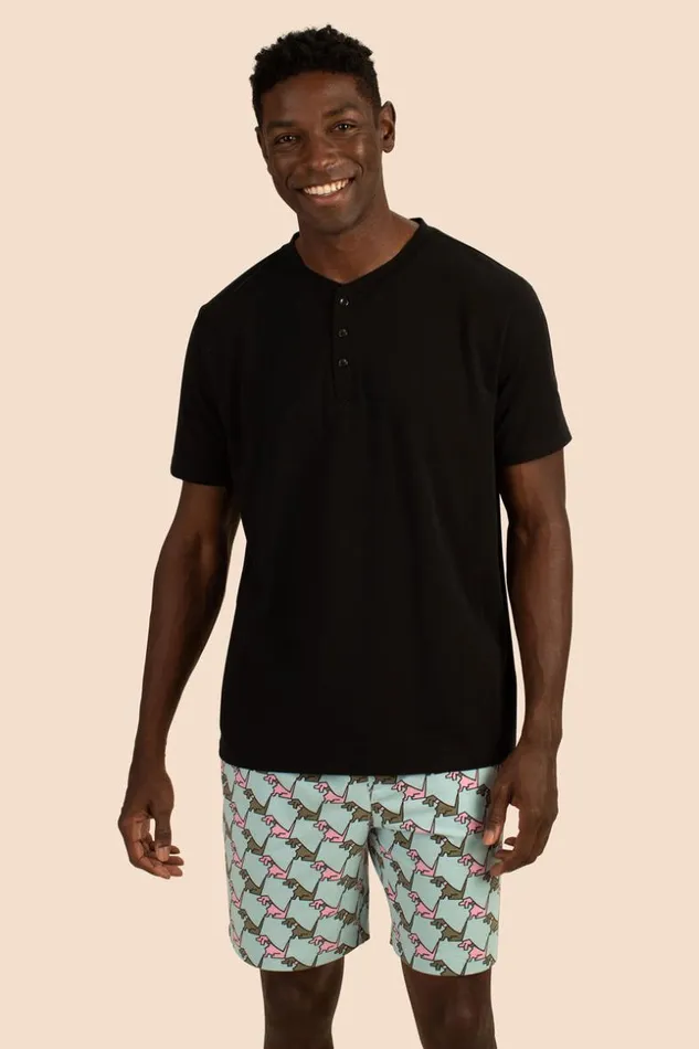 SHOP Trina Turk MEN039S SLEEPWEAR HOUNDS MEN039S SHORT SLEEVE HENLEY BOXER SHORT JERSEY PJ SET