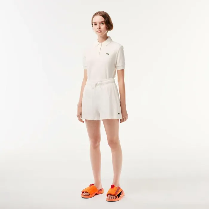 Shorts and Skirts Women Lacoste Womens Organic Cotton Terry Shorts White 70v