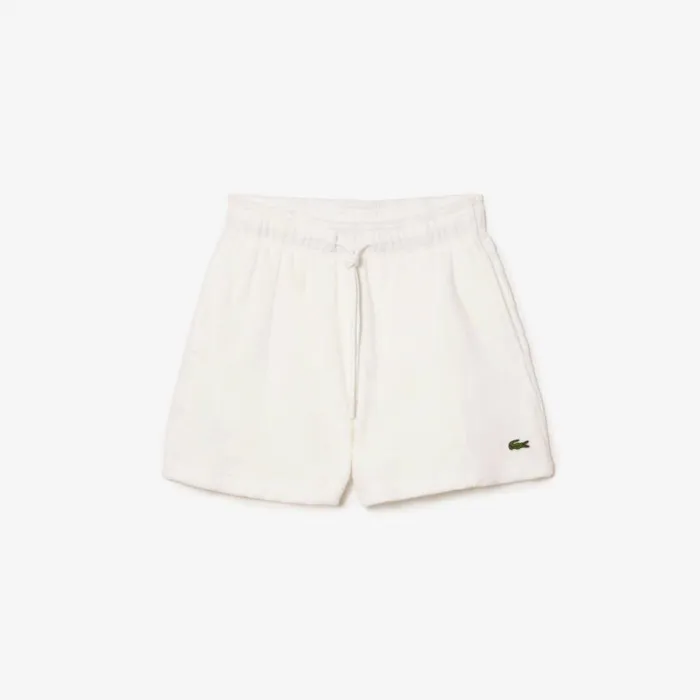 Shorts and Skirts Women Lacoste Womens Organic Cotton Terry Shorts White 70v