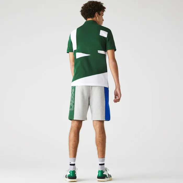 Shorts and Swim Men Lacoste Men039s Branded Cotton Fleece Blend Shorts Grey Chine Blue Green Hkb