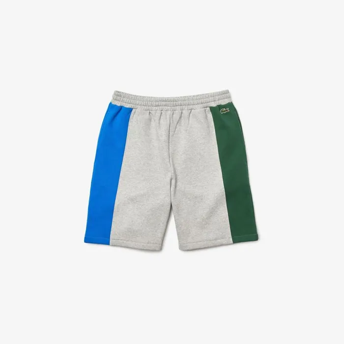 Shorts and Swim Men Lacoste Men039s Branded Cotton Fleece Blend Shorts Grey Chine Blue Green Hkb