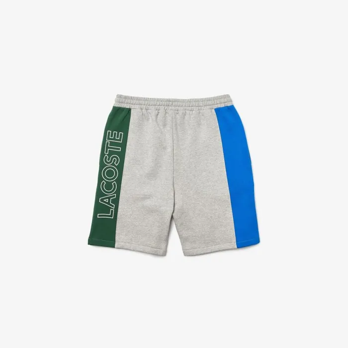 Shorts and Swim Men Lacoste Men039s Branded Cotton Fleece Blend Shorts Grey Chine Blue Green Hkb