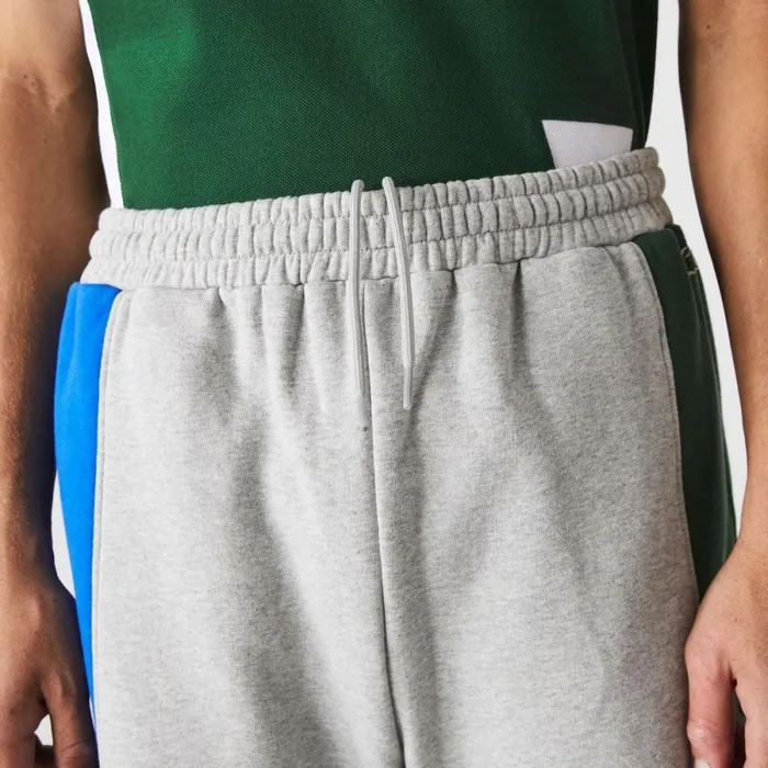 Shorts and Swim Men Lacoste Men039s Branded Cotton Fleece Blend Shorts Grey Chine Blue Green Hkb