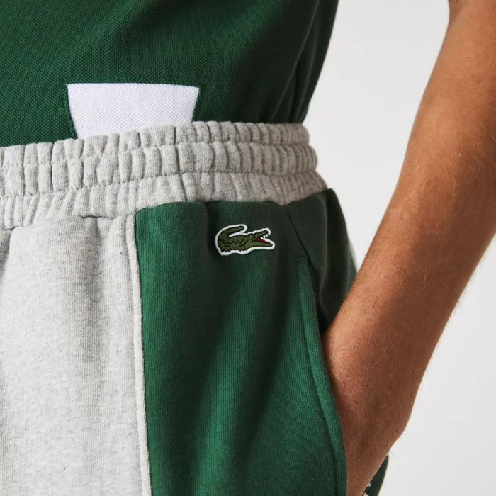 Shorts and Swim Men Lacoste Men039s Branded Cotton Fleece Blend Shorts Grey Chine Blue Green Hkb