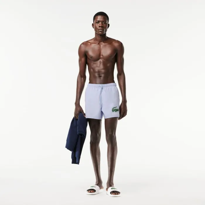 Shorts and Swim Men Lacoste Men039s Croc Print Swim Trunks Phoenix Blue J2g