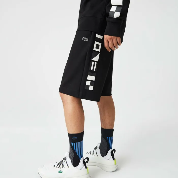 Shorts and Swim Men Lacoste Men039s Reflective Print Shorts Black 031