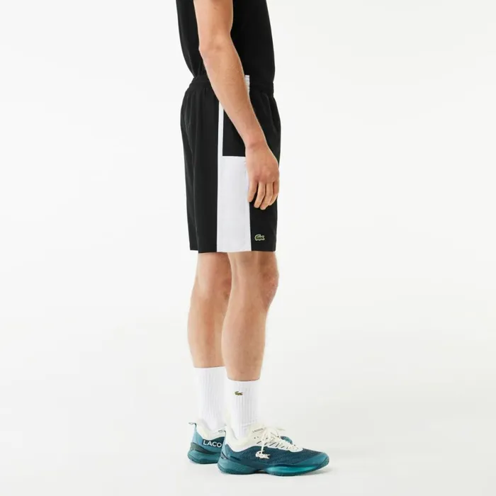 Shorts and Swim Men Lacoste Men039s Sport Colorblock Panels Lightweight Shorts Black White Hjs