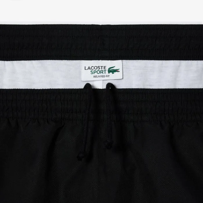 Shorts and Swim Men Lacoste Men039s Sport Colorblock Panels Lightweight Shorts Black White Hjs