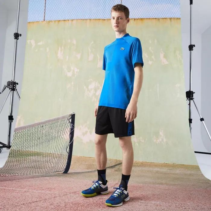 Shorts and Swim Men Lacoste Men039s SPORT Contrast Print Tennis Shorts Black C31